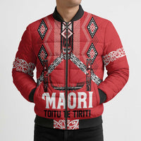 Toitu Te Tiriti Waitangi Bomber Puffer Jacket Red Wharenui House LT9 - Polynesian Pride