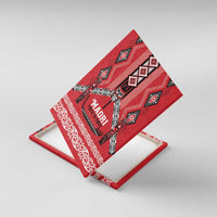 Toitu Te Tiriti Waitangi Canvas Wall Art Red Wharenui House LT9 With Frame Red - Polynesian Pride