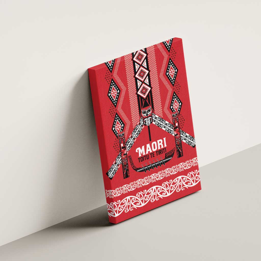 Toitu Te Tiriti Waitangi Canvas Wall Art Red Wharenui House LT9 - Polynesian Pride