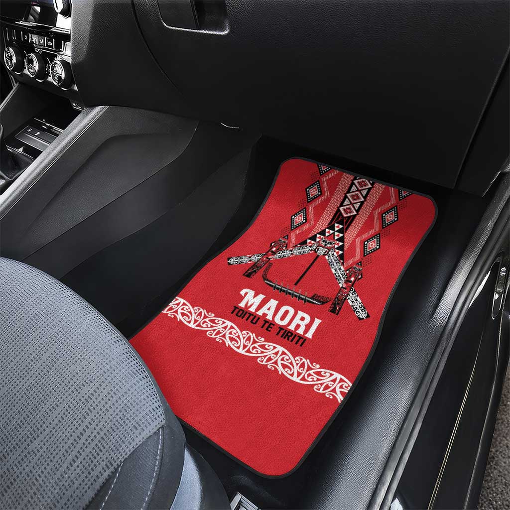 Toitu Te Tiriti Waitangi Car Mats Red Wharenui House - Polynesian Pride