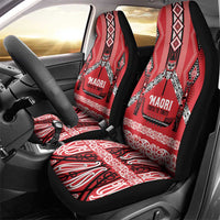 Toitu Te Tiriti Waitangi Car Seat Cover Red Wharenui House LT9 - Polynesian Pride
