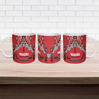 Toitu Te Tiriti Waitangi Ceramic Mug Red Wharenui House LT9 - Polynesian Pride