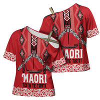 Toitu Te Tiriti Waitangi Cross Shoulder Shirt Red Wharenui House LT9 - Polynesian Pride