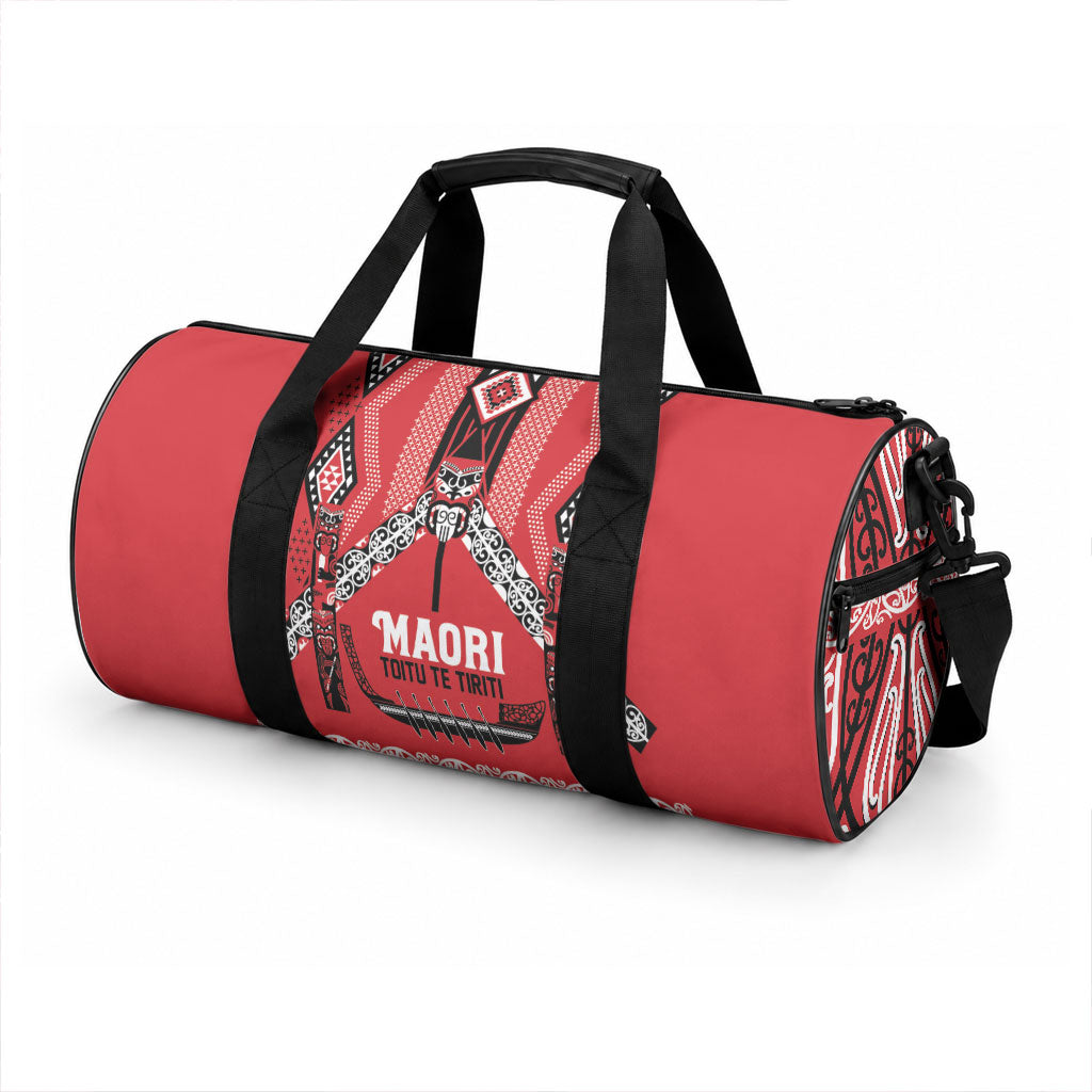 Toitu Te Tiriti Waitangi Duffle Bag Red Wharenui House LT9 - Polynesian Pride