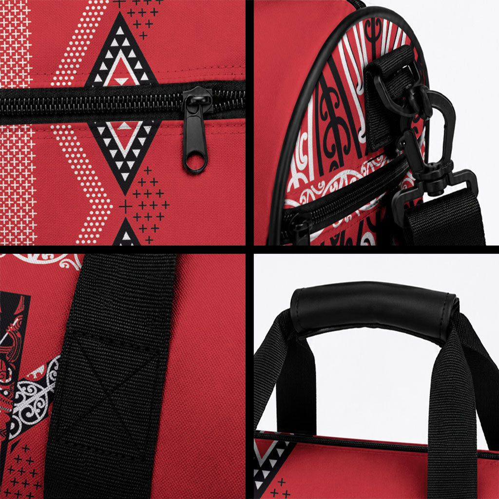 Toitu Te Tiriti Waitangi Duffle Bag Red Wharenui House LT9 - Polynesian Pride