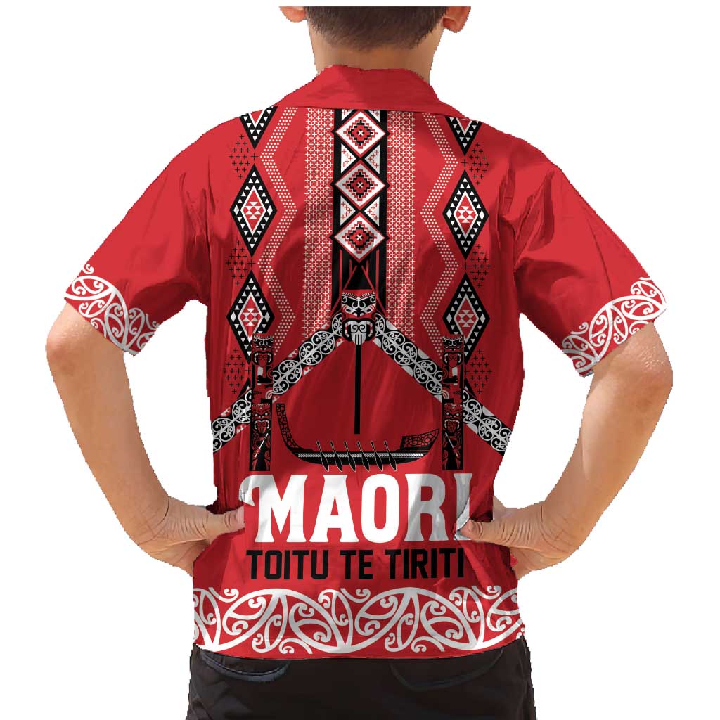 Toitu Te Tiriti Waitangi Family Matching Mermaid Dress and Hawaiian Shirt Red Wharenui House - Polynesian Pride