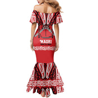 Toitu Te Tiriti Waitangi Family Matching Mermaid Dress and Hawaiian Shirt Red Wharenui House - Polynesian Pride