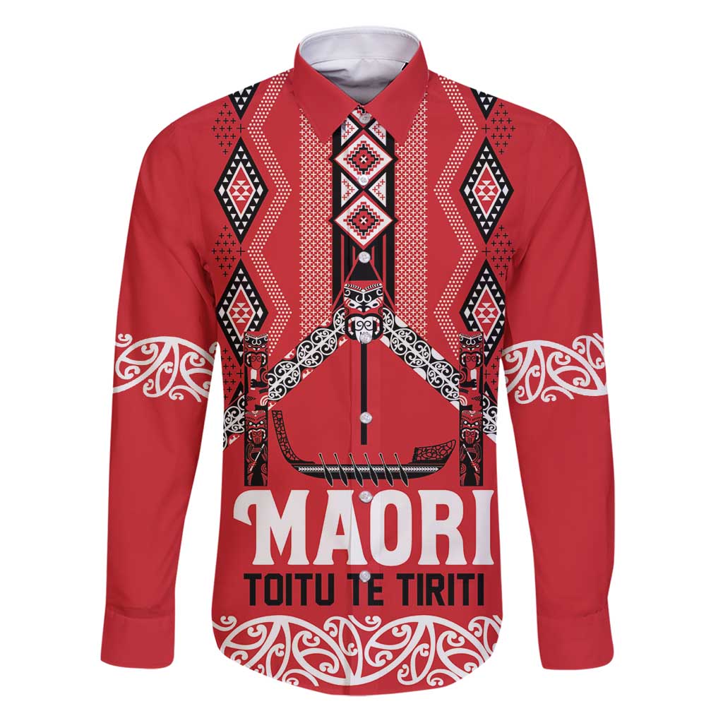 Toitu Te Tiriti Waitangi Family Matching Puletasi and Hawaiian Shirt Red Wharenui House - Polynesian Pride