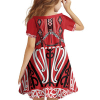 Toitu Te Tiriti Waitangi Family Matching Tank Maxi Dress and Hawaiian Shirt Red Wharenui House - Polynesian Pride