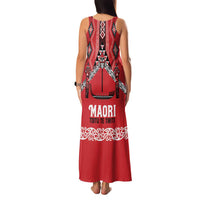 Toitu Te Tiriti Waitangi Family Matching Tank Maxi Dress and Hawaiian Shirt Red Wharenui House - Polynesian Pride
