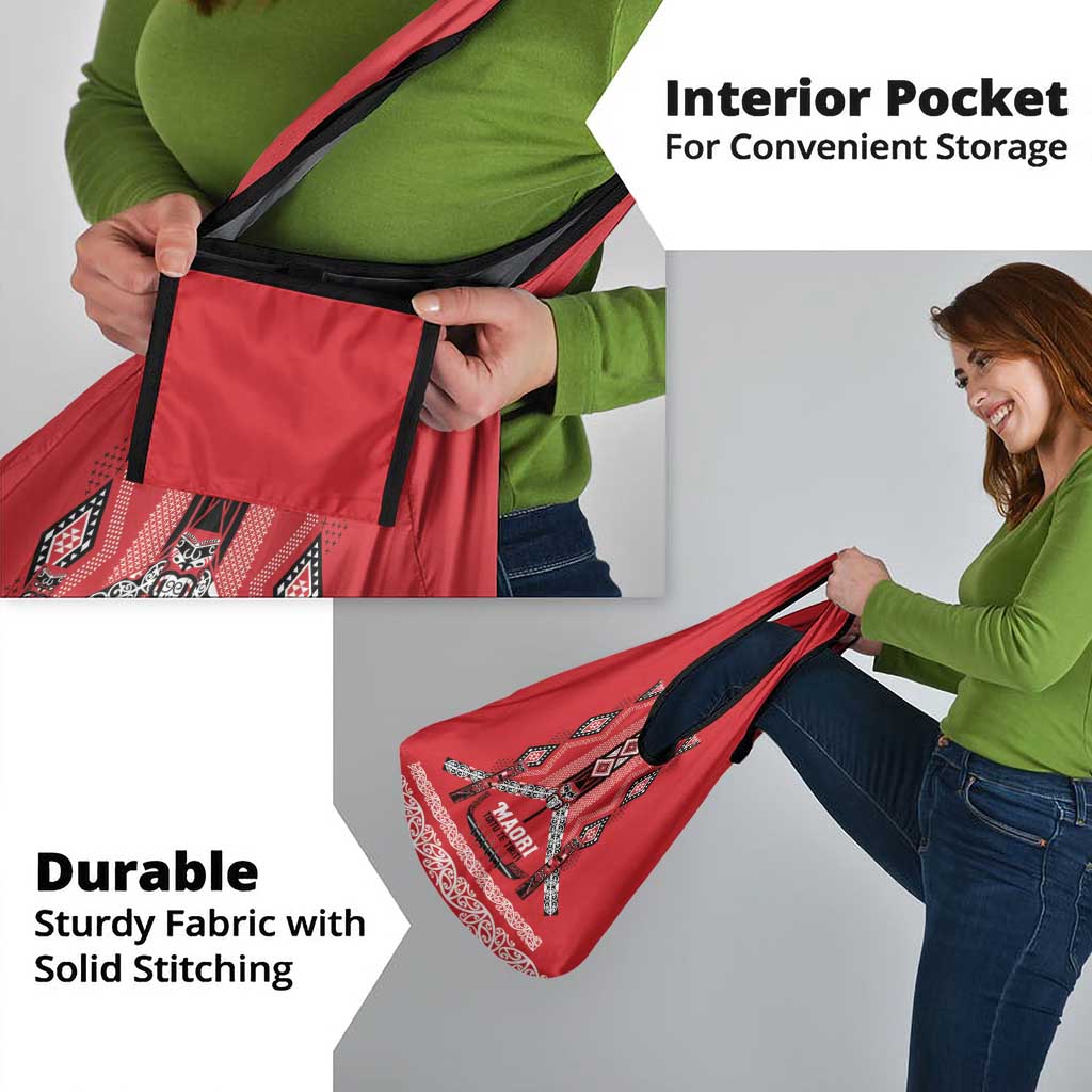 Toitu Te Tiriti Waitangi Grocery Bag Red Wharenui House - Polynesian Pride