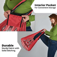 Toitu Te Tiriti Waitangi Grocery Bag Red Wharenui House - Polynesian Pride