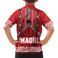 Toitu Te Tiriti Waitangi Kid Hawaiian Shirt Red Wharenui House - Polynesian Pride