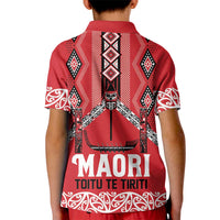 Toitu Te Tiriti Waitangi Kid Polo Shirt Red Wharenui House LT9 - Polynesian Pride