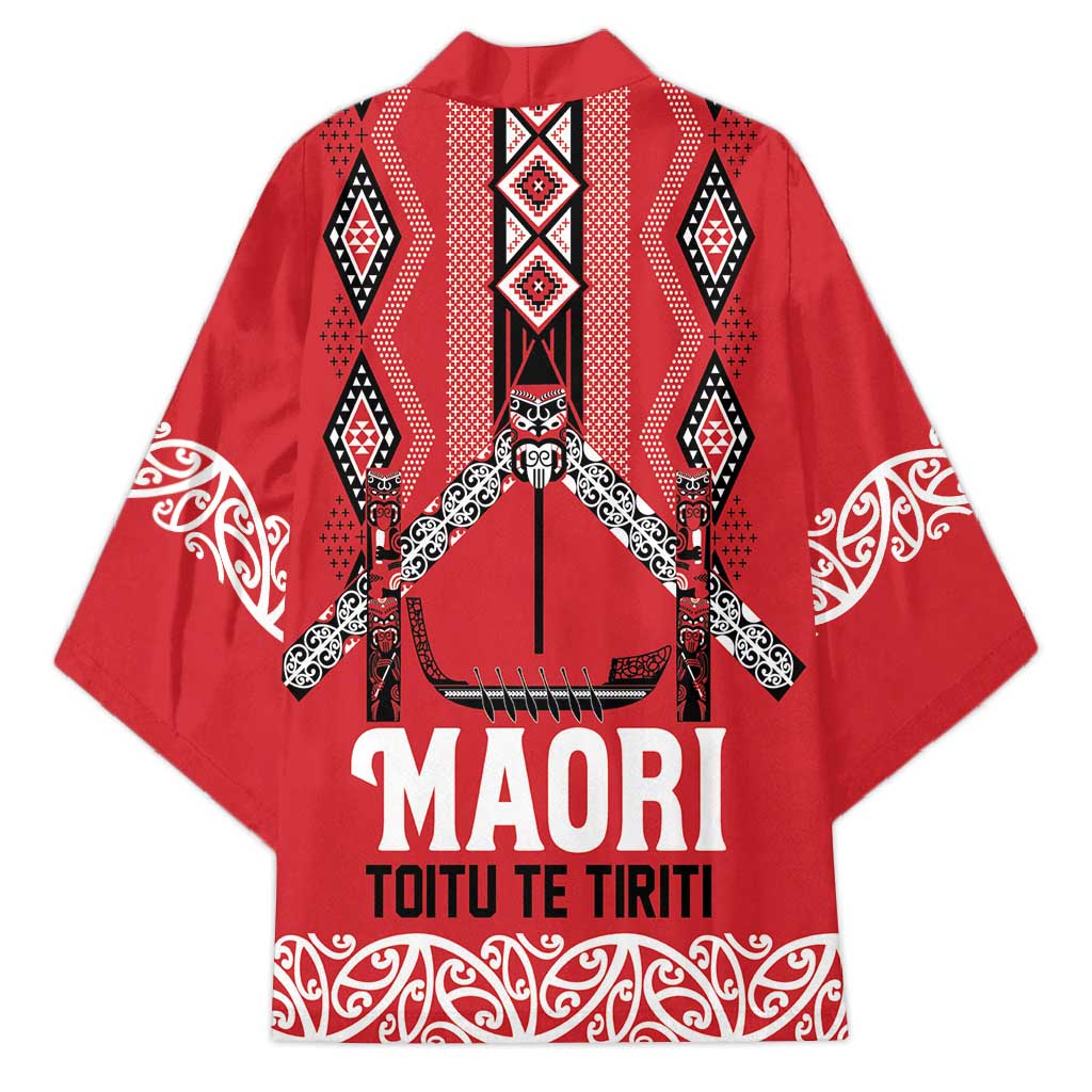 Toitu Te Tiriti Waitangi Kimono Red Wharenui House LT9 - Polynesian Pride