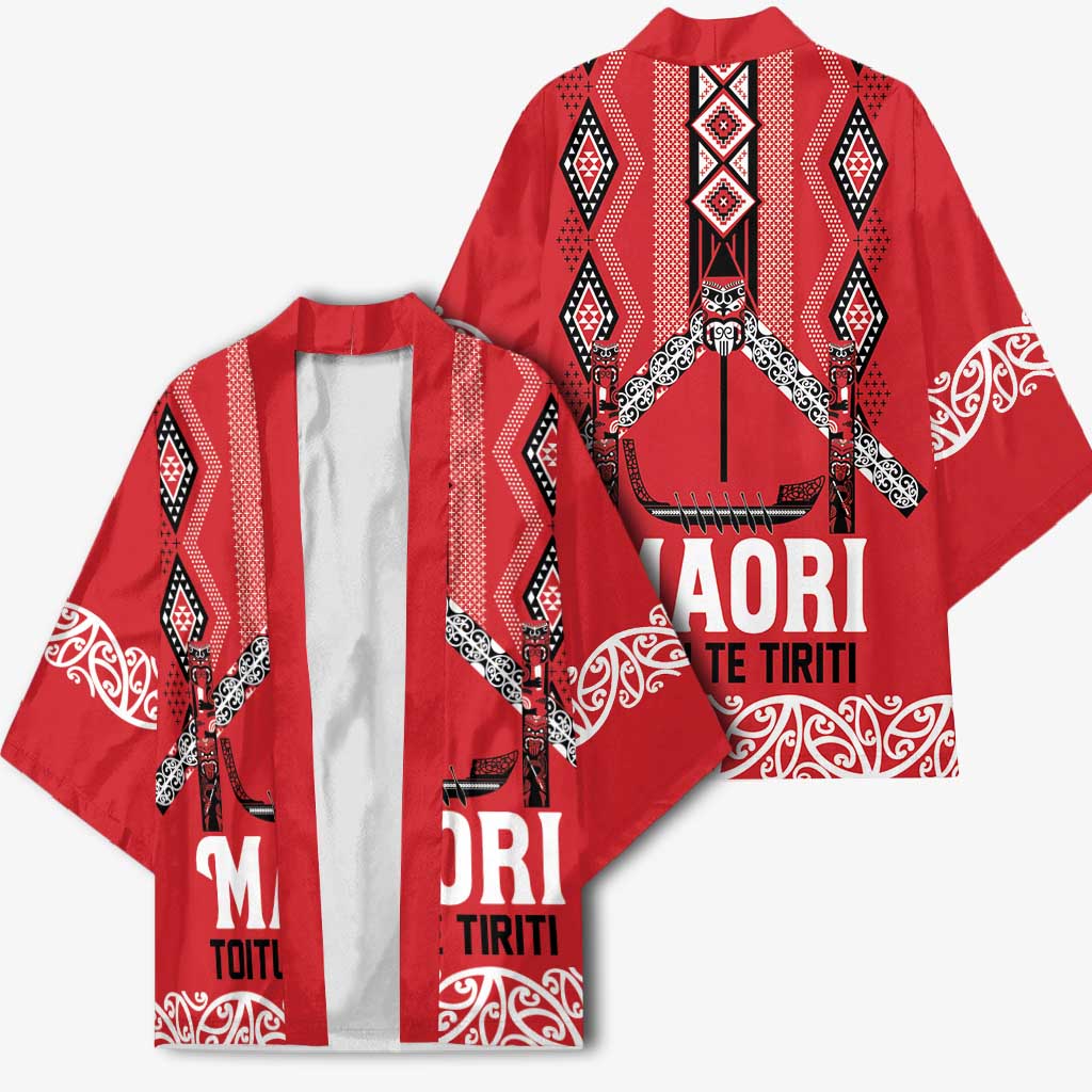 Toitu Te Tiriti Waitangi Kimono Red Wharenui House LT9 - Polynesian Pride