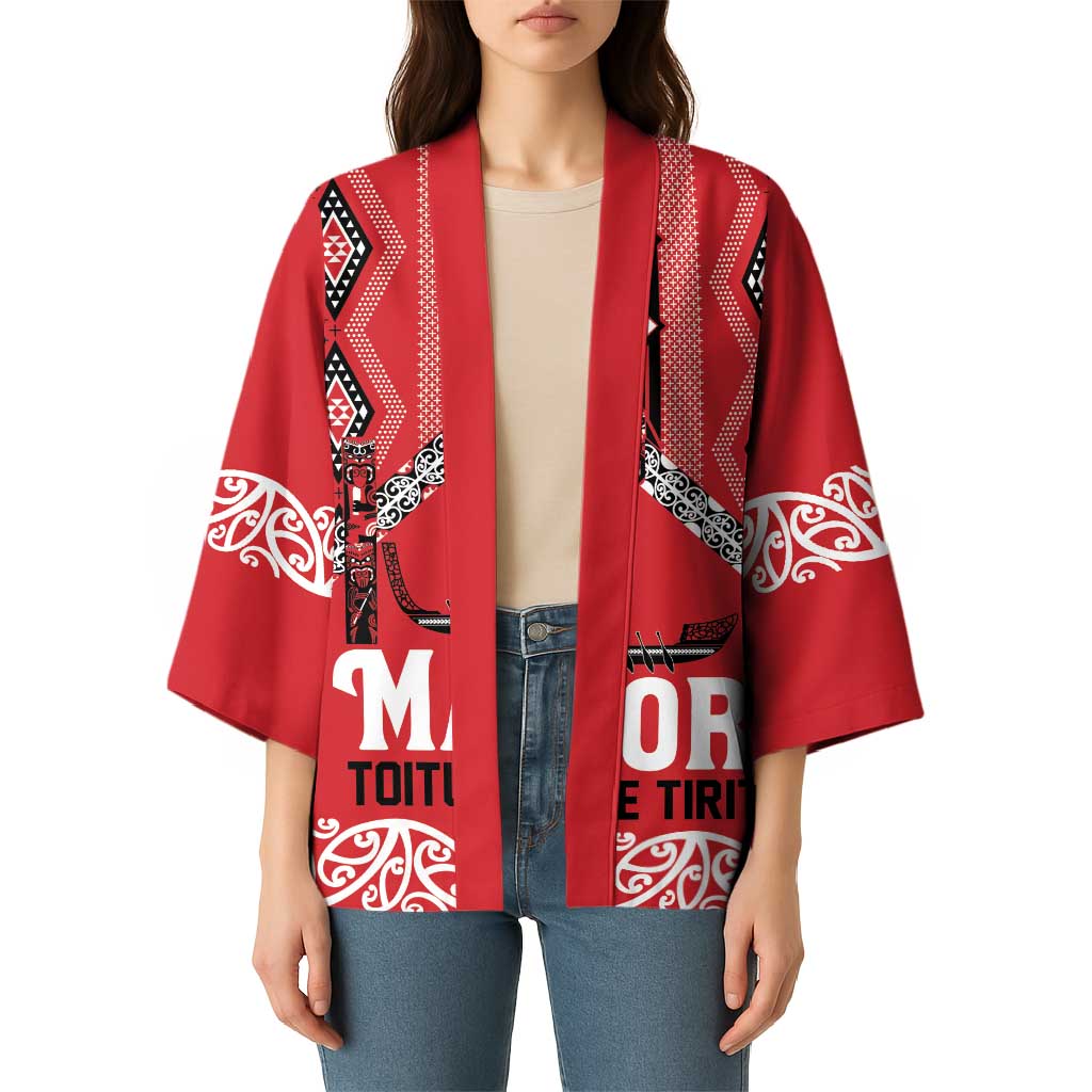 Toitu Te Tiriti Waitangi Kimono Red Wharenui House LT9 - Polynesian Pride