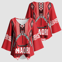 Toitu Te Tiriti Waitangi Kimono Sleeve Blouse Red Wharenui House LT9 - Polynesian Pride