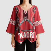 Toitu Te Tiriti Waitangi Kimono Sleeve Blouse Red Wharenui House LT9 - Polynesian Pride
