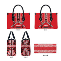 Toitu Te Tiriti Waitangi Leather Bag Red Wharenui House - Polynesian Pride