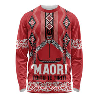 Toitu Te Tiriti Waitangi Long Sleeve Shirt Red Wharenui House LT9 Unisex Red - Polynesian Pride