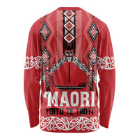 Toitu Te Tiriti Waitangi Long Sleeve Shirt Red Wharenui House LT9 - Polynesian Pride