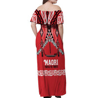 Toitu Te Tiriti Waitangi Off Shoulder Maxi Dress Red Wharenui House LT9 - Polynesian Pride