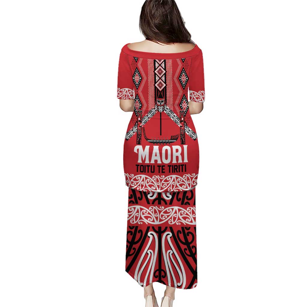 Toitu Te Tiriti Waitangi Puletasi Red Wharenui House LT9 - Polynesian Pride