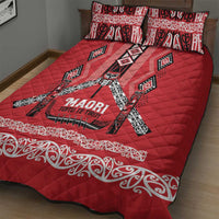 Toitu Te Tiriti Waitangi Quilt Bed Set Red Wharenui House - Polynesian Pride