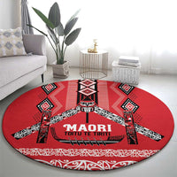 Toitu Te Tiriti Waitangi Round Carpet Red Wharenui House LT9 - Polynesian Pride