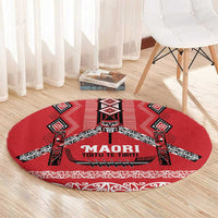 Toitu Te Tiriti Waitangi Round Carpet Red Wharenui House LT9 - Polynesian Pride