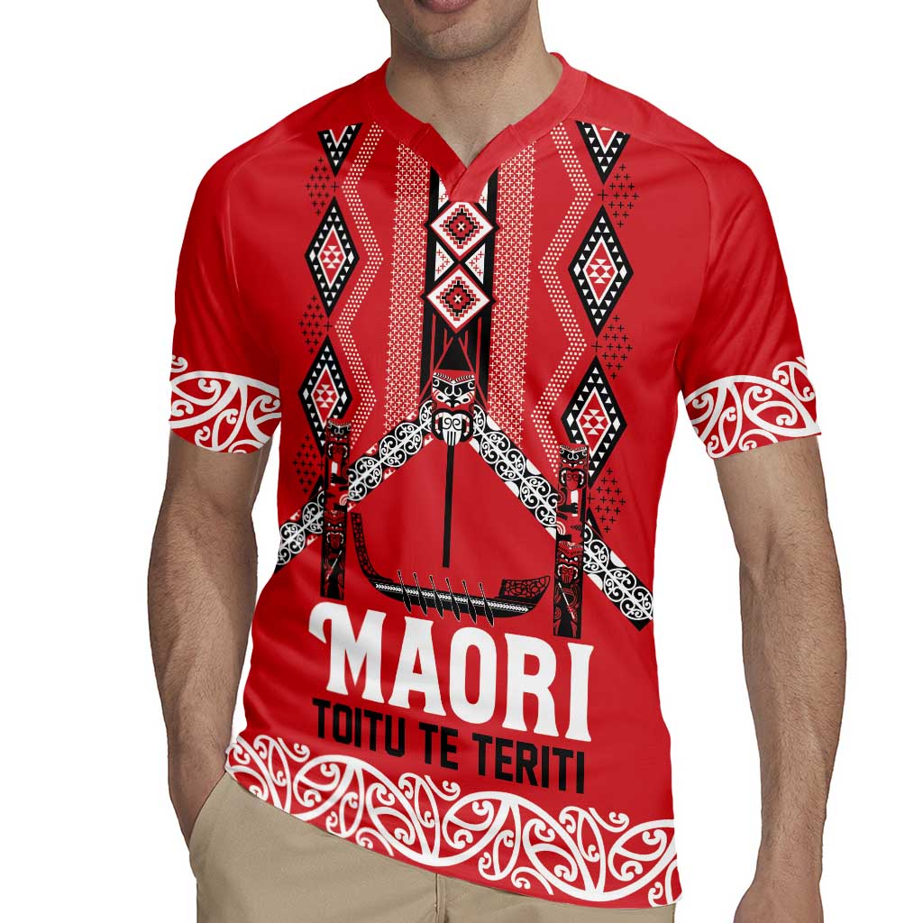 Toitu Te Teriti Waitangi Rugby Jersey Red Wharenui House - Polynesian Pride