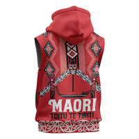 Toitu Te Tiriti Waitangi Sleeveless Zip Hoodie Red Wharenui House LT9 - Polynesian Pride