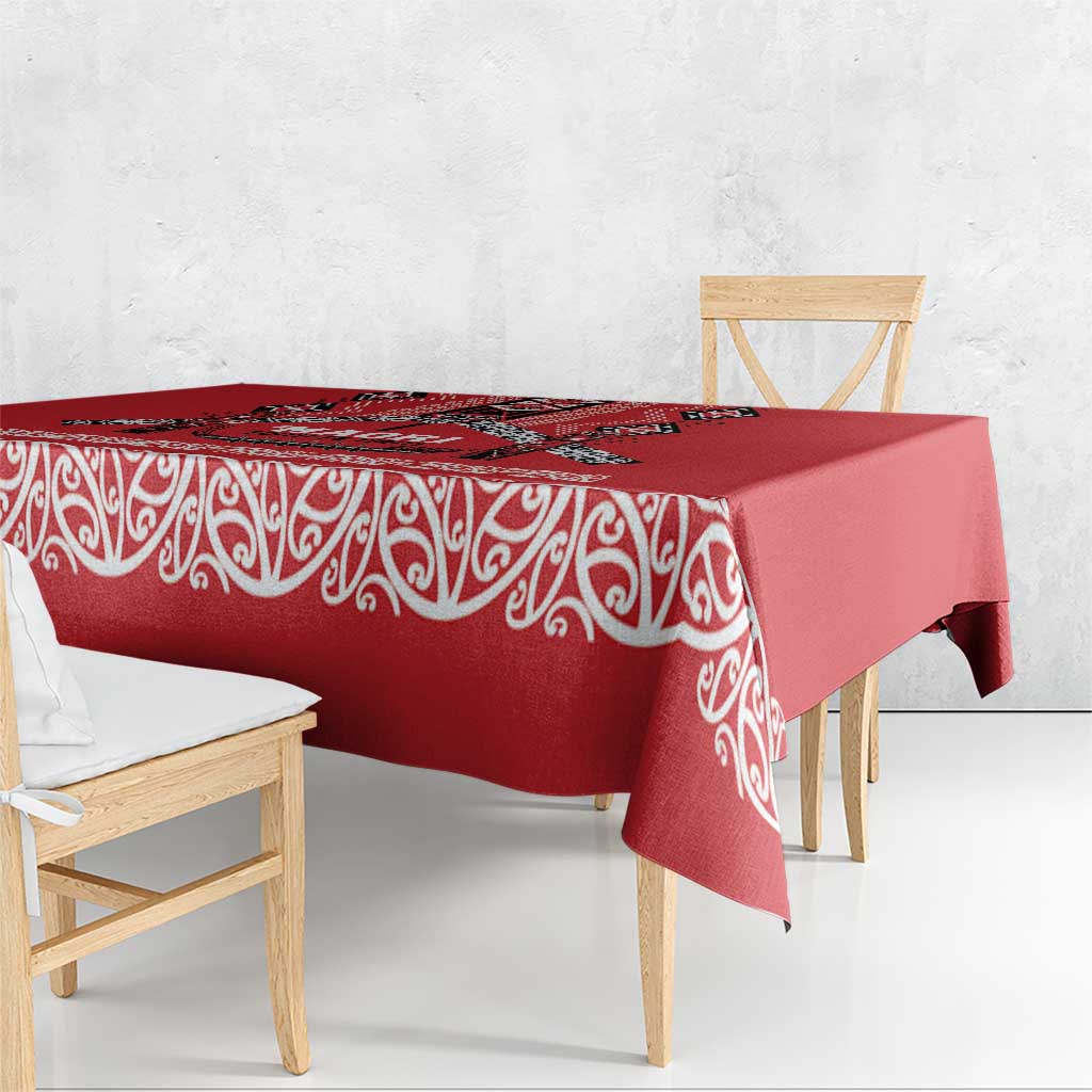 Toitu Te Tiriti Waitangi Tablecloth Red Wharenui House - Polynesian Pride