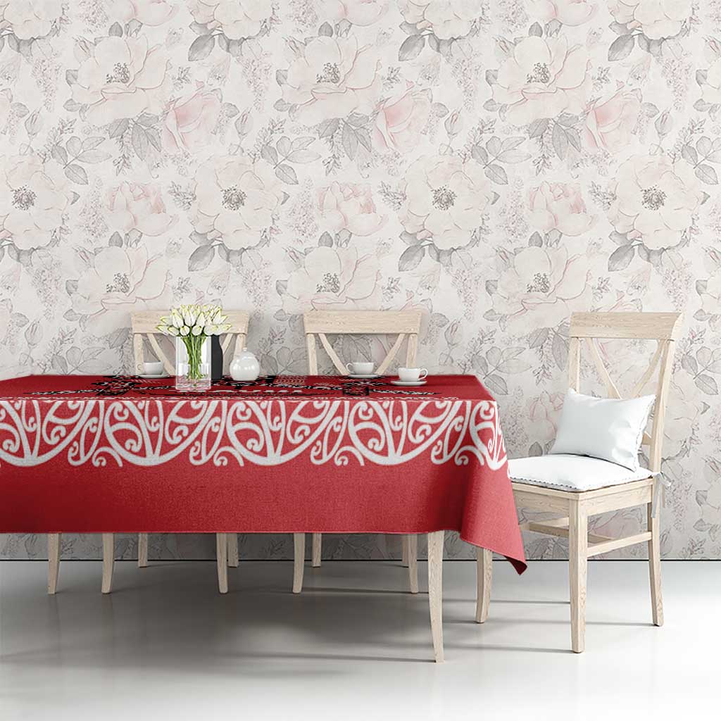 Toitu Te Tiriti Waitangi Tablecloth Red Wharenui House - Polynesian Pride
