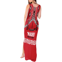Toitu Te Tiriti Waitangi Tank Maxi Dress Red Wharenui House LT9 - Polynesian Pride