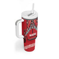 Toitu Te Tiriti Waitangi Tumbler With Handle Red Wharenui House - Polynesian Pride