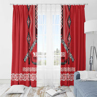 Toitu Te Tiriti Waitangi Window Curtain Red Wharenui House - Polynesian Pride