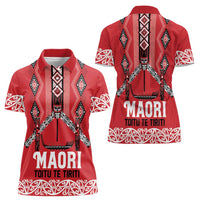 Toitu Te Tiriti Waitangi Women Polo Shirt Red Wharenui House LT9 - Polynesian Pride
