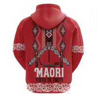 Toitu Te Tiriti Waitangi Zip Hoodie Red Wharenui House LT9 - Polynesian Pride