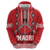 Toitu Te Tiriti Waitangi Zip Hoodie Red Wharenui House LT9 - Polynesian Pride