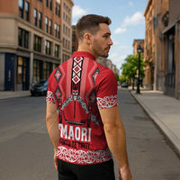 Toitu Te Tiriti Waitangi Zipper Polo Shirt Red Wharenui House LT9 - Polynesian Pride