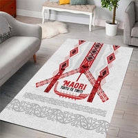 Toitu Te Tiriti Waitangi Area Rug White Wharenui House - Polynesian Pride
