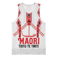 Toitu Te Tiriti Waitangi Basketball Jersey White Wharenui House LT9 Unisex white - Polynesian Pride