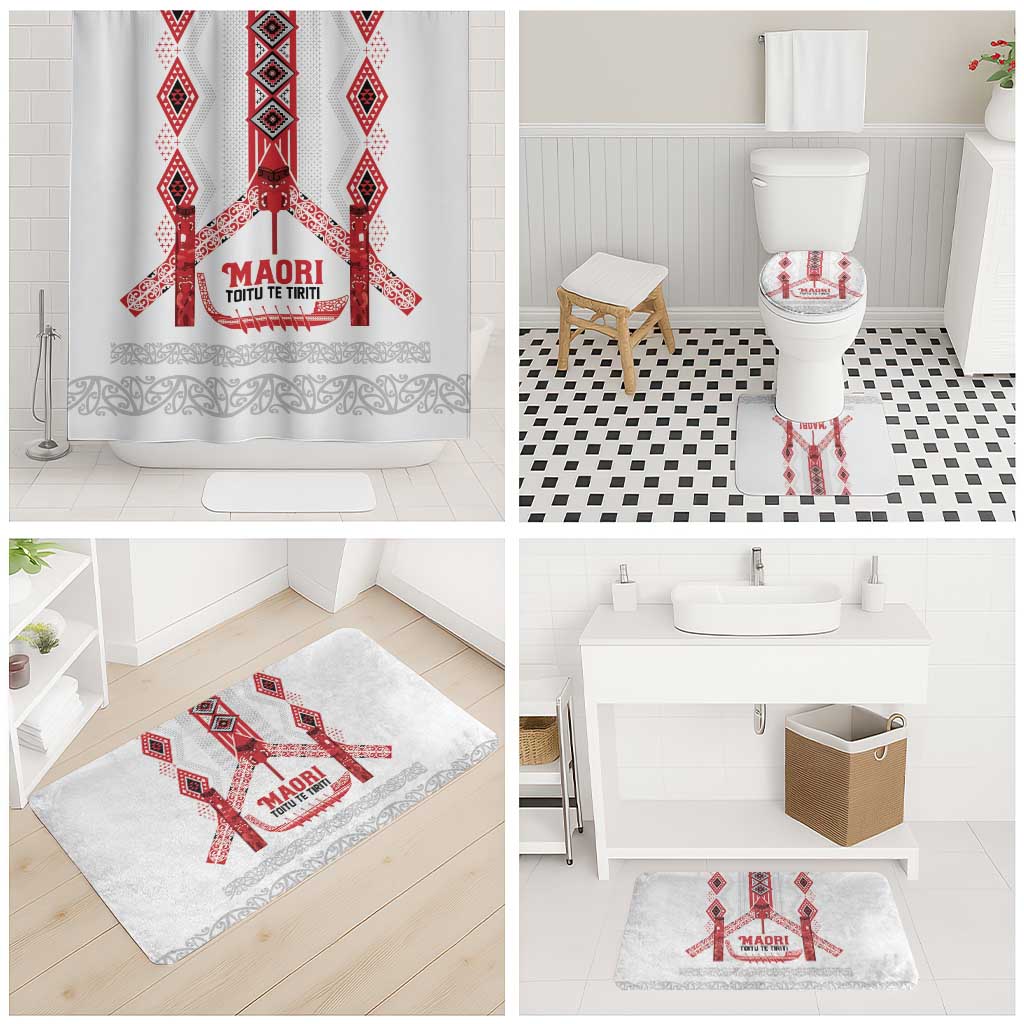 Toitu Te Tiriti Waitangi Bathroom Set White Wharenui House - Polynesian Pride