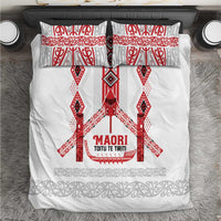 Toitu Te Tiriti Waitangi Bedding Set White Wharenui House LT9 white - Polynesian Pride