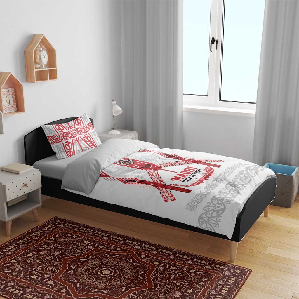 Toitu Te Tiriti Waitangi Bedding Set White Wharenui House LT9 - Polynesian Pride