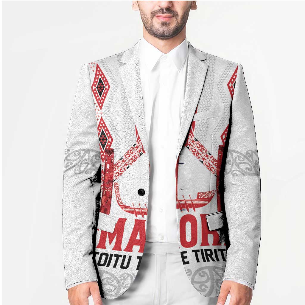 Toitu Te Tiriti Waitangi Blazer White Wharenui House - Polynesian Pride