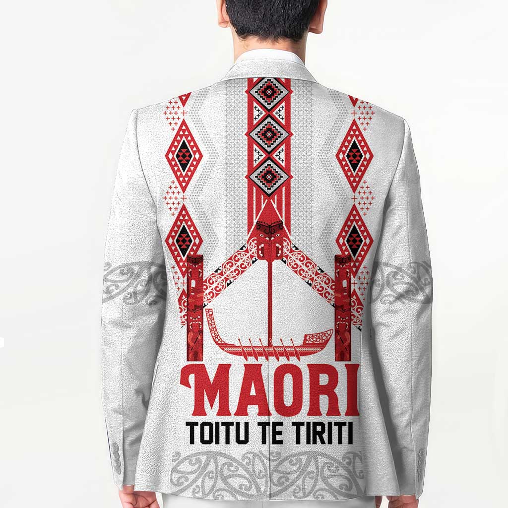 Toitu Te Tiriti Waitangi Blazer White Wharenui House - Polynesian Pride