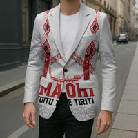 Toitu Te Tiriti Waitangi Blazer White Wharenui House - Polynesian Pride